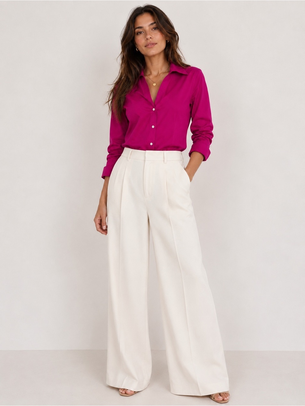 Foxcroft NYC Berry Pink Non-Iron Stretch Button-Up Shirt Small NWT Cotton Career